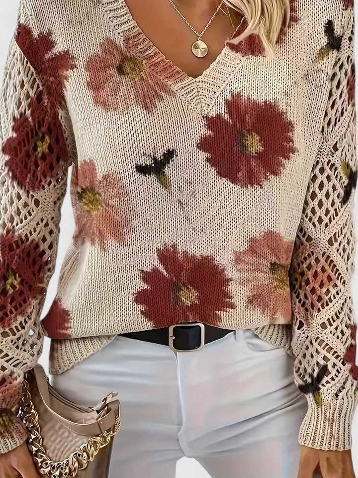 Beatrice | Maglione Floreale Traforato - Aurella Milano