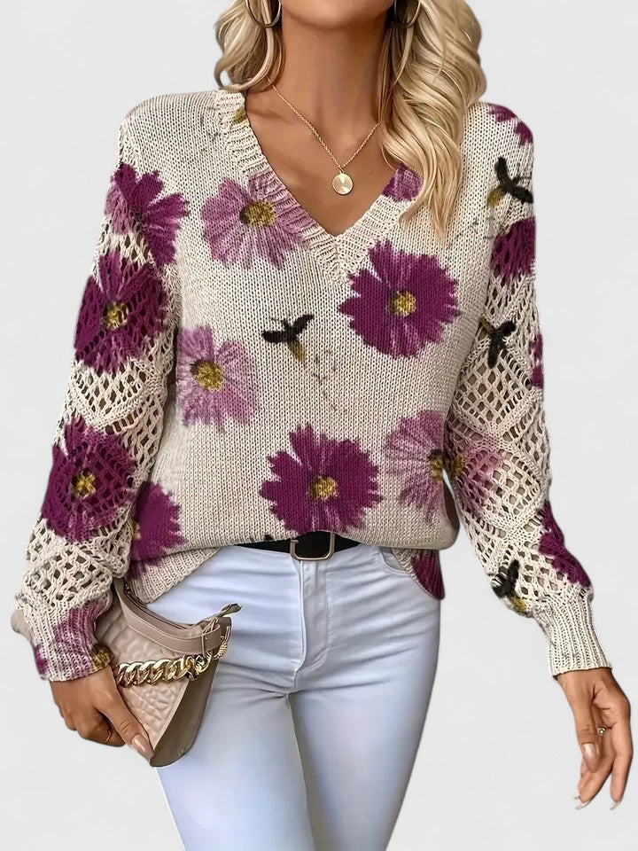 Beatrice | Maglione Floreale Traforato - Aurella Milano