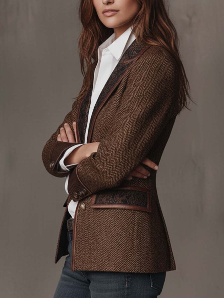 Consolata – Blazer Spinato con Pannelli Fantasia