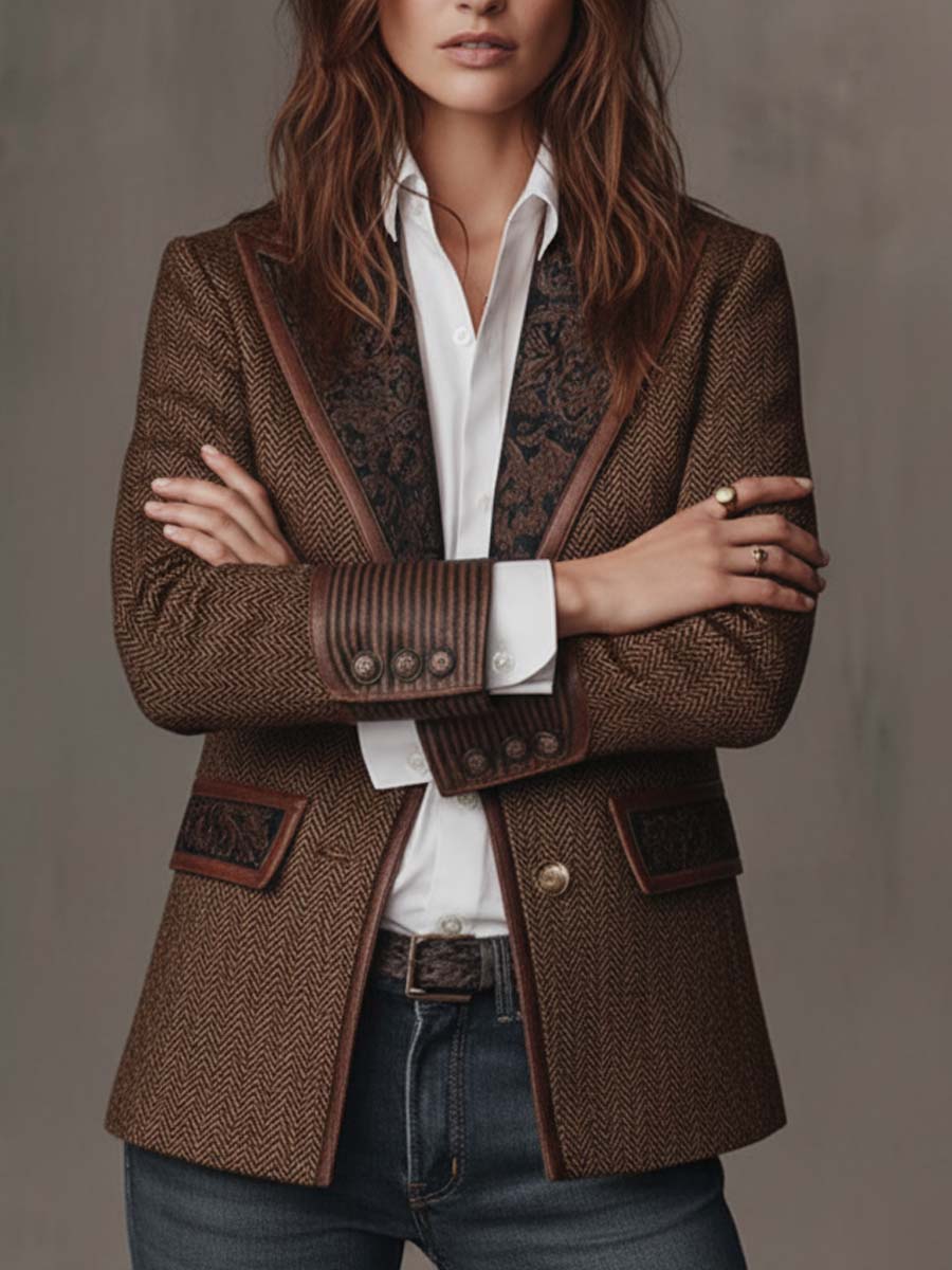Consolata – Blazer Spinato con Pannelli Fantasia