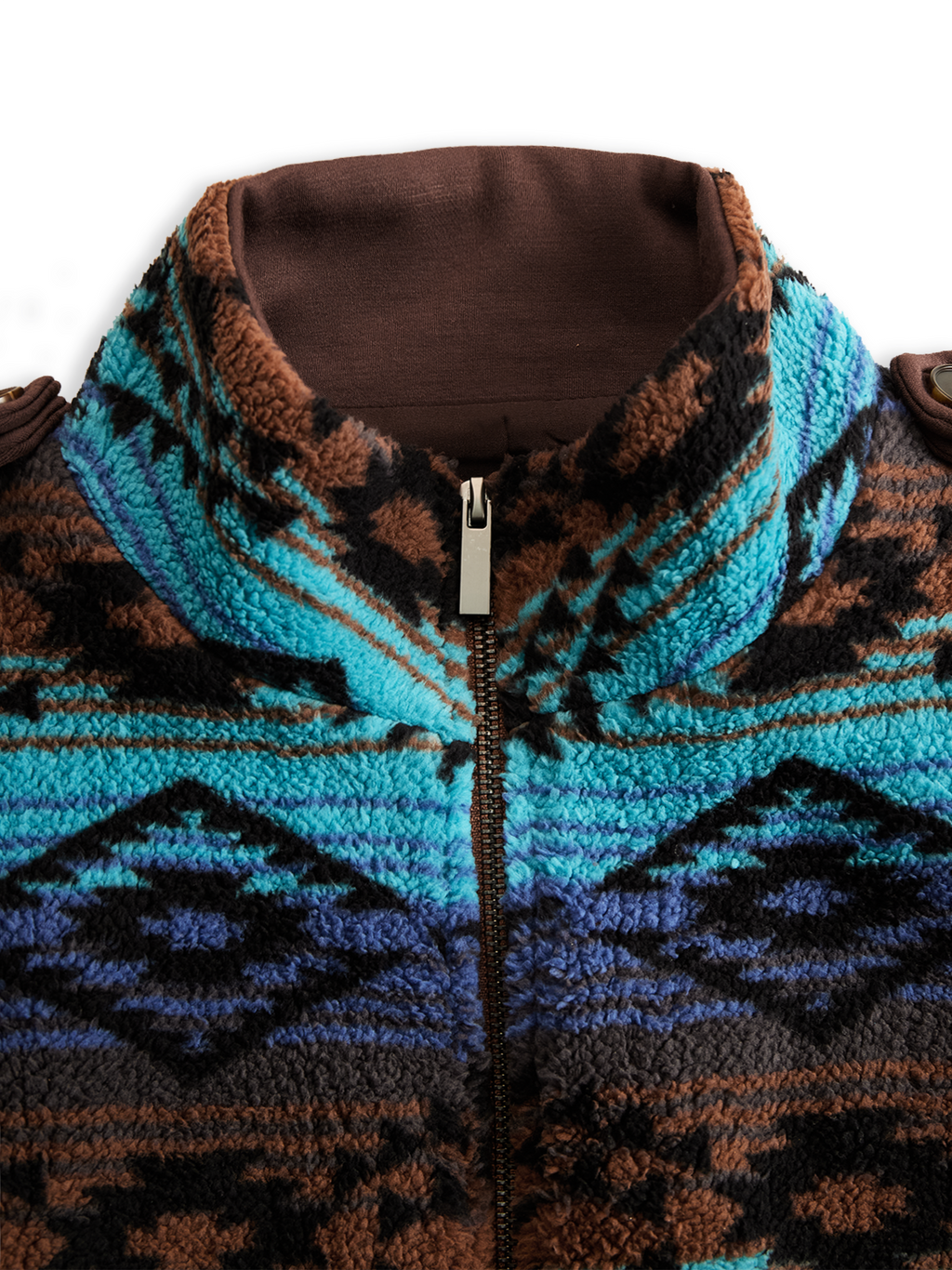 Selene | Cappotto Lungo in Lana con Motivo Etnico