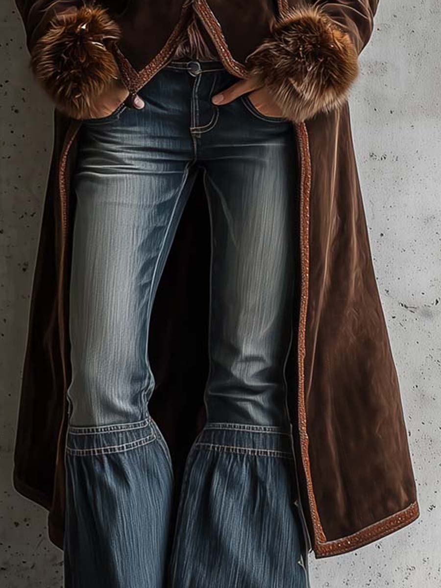Flavia | Cappotto Maxi Marrone con Ecopelliccia