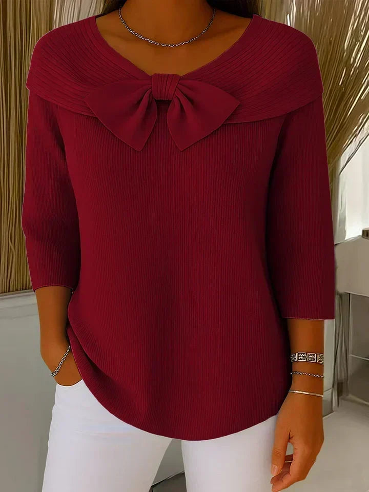 Maglione con fiocco sullo scollo Blu | Aurella Milano