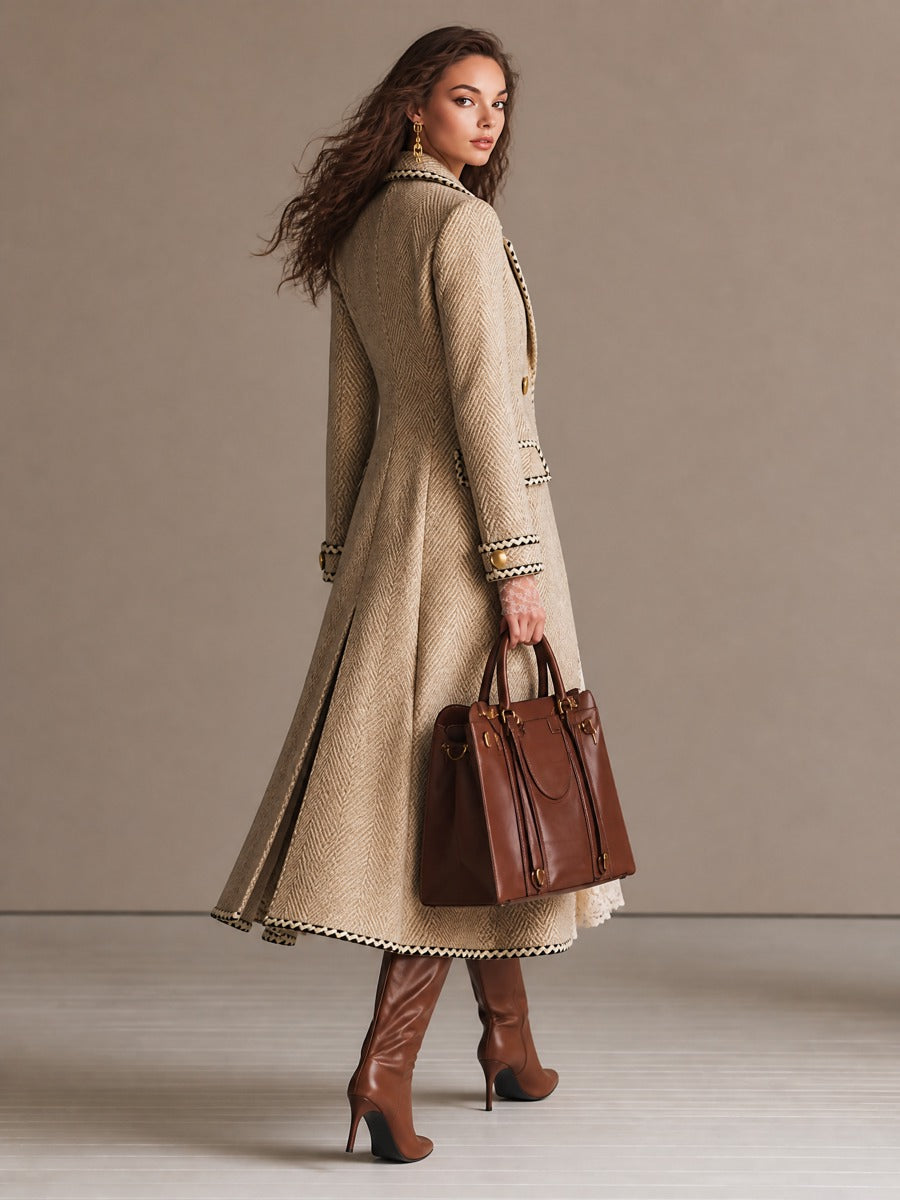 Camilla | Cappotto Lungo Spigato Doppiopetto