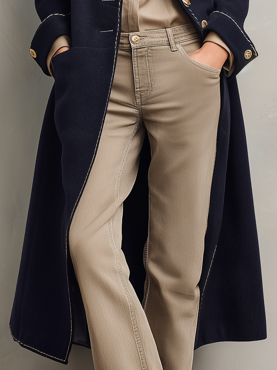 Valentina | Cappotto Lungo Blu con Bottoni Militari
