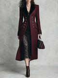 Claudia | Cappotto Midi in Lana con Collo in Velluto