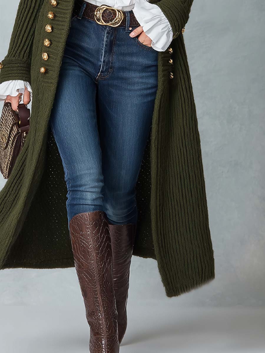 Federica | Cappotto Lungo in Maglia con Collo Alto
