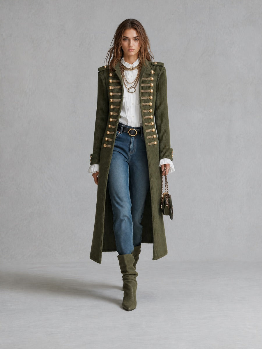 Matilde | Cappotto Lungo in Maglia Stile Militare