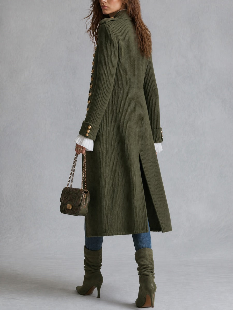 Matilde | Cappotto Lungo in Maglia Stile Militare