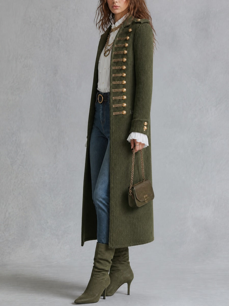 Matilde | Cappotto Lungo in Maglia Stile Militare