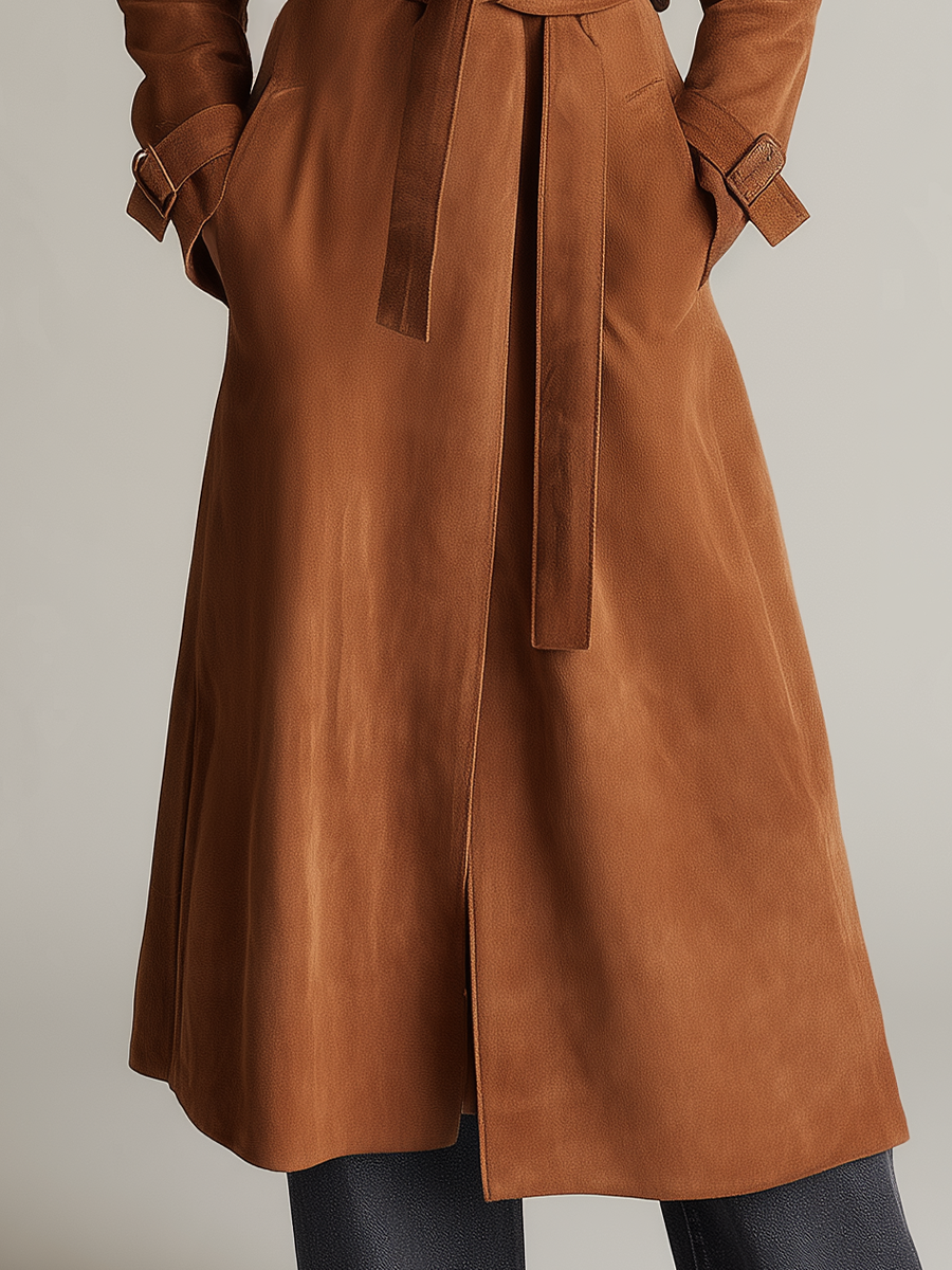 Greta | Trench Cognac con Frange e Cintura