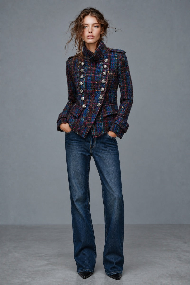 Ottavia | Cappotto in Tweed Stile Militare