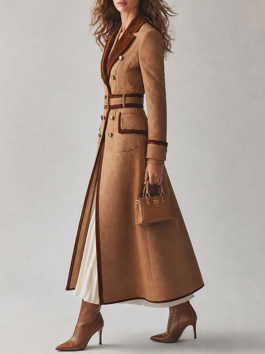 Isabella | Cappotto in Lana con Cintura e Velluto