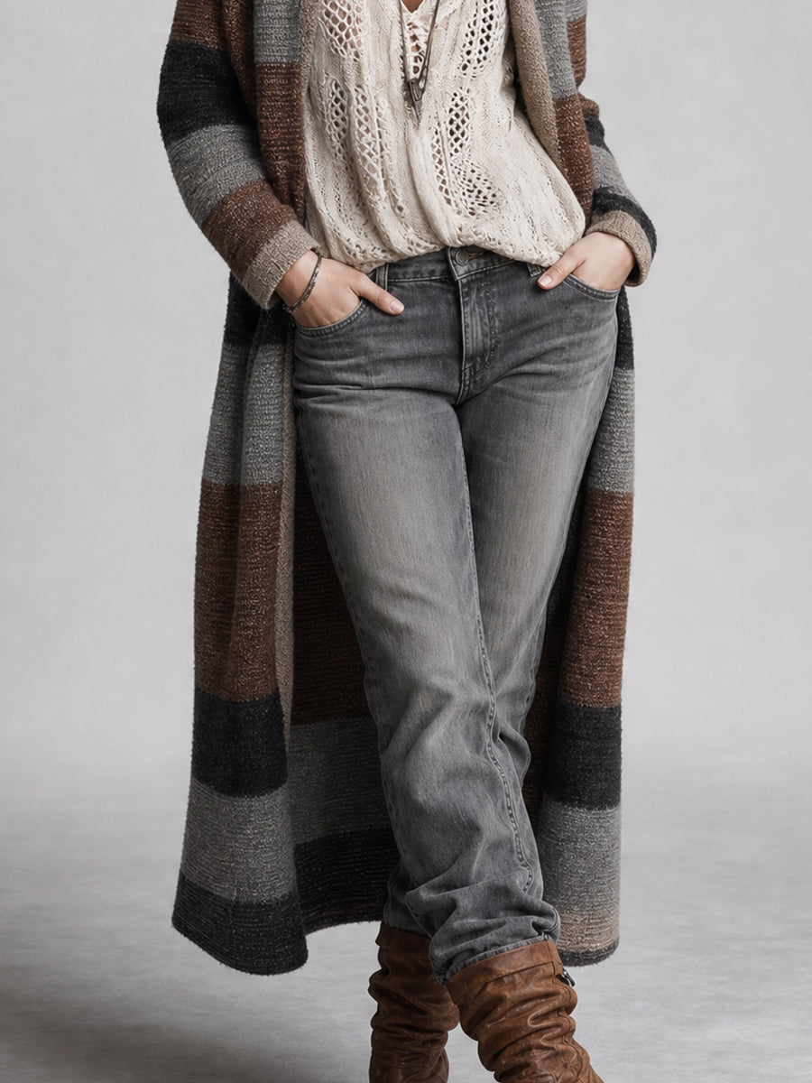 Nadia | Cardigan Spolverino Desert a Righe