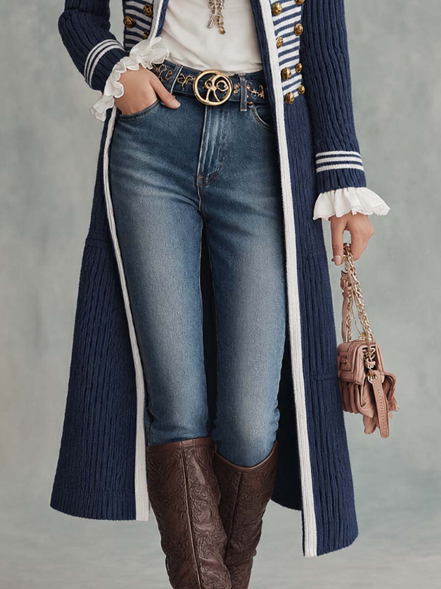Arianna | Cappotto Midi in Maglia con Bottoni Decorativi