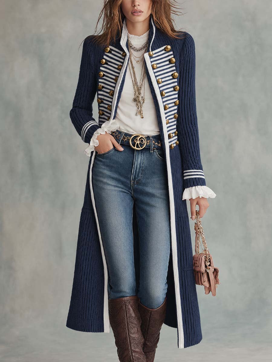 Arianna | Cappotto Midi in Maglia con Bottoni Decorativi