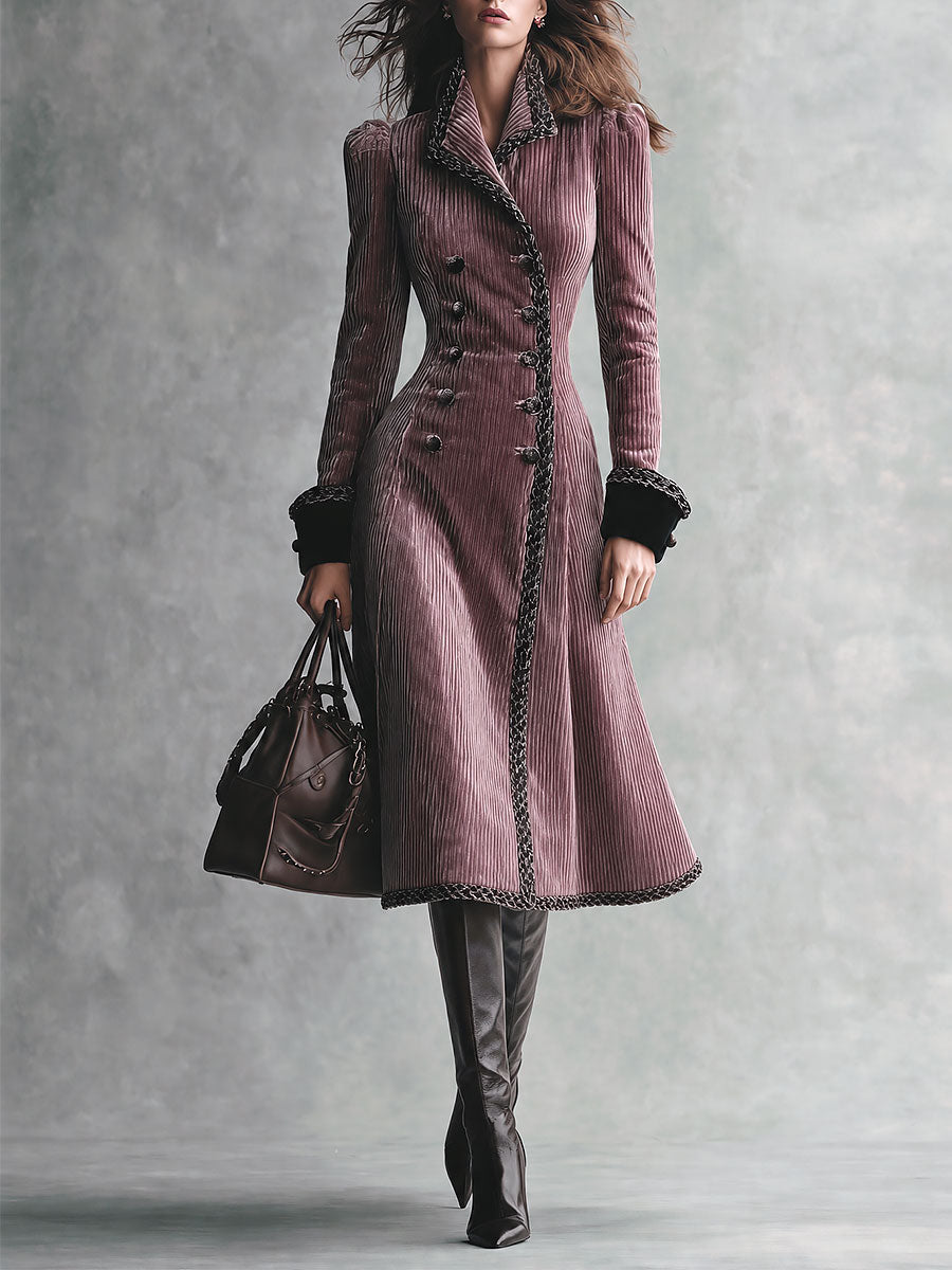 Serena | Cappotto Lungo in Velluto a Coste con Catena