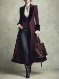 Letizia | Cappotto Midi in Lana con Revers in Velluto