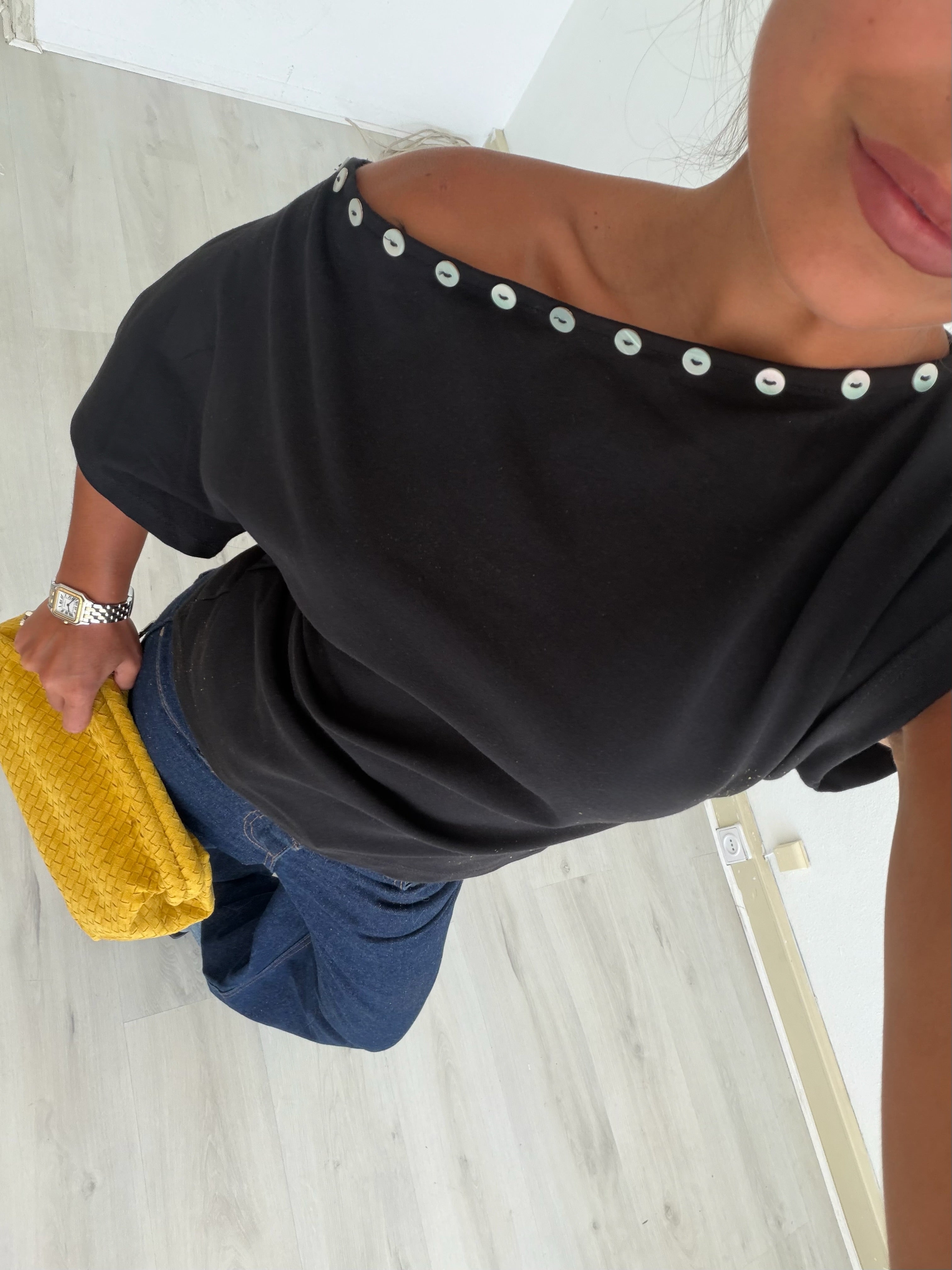 Top in cotone con bottoni
