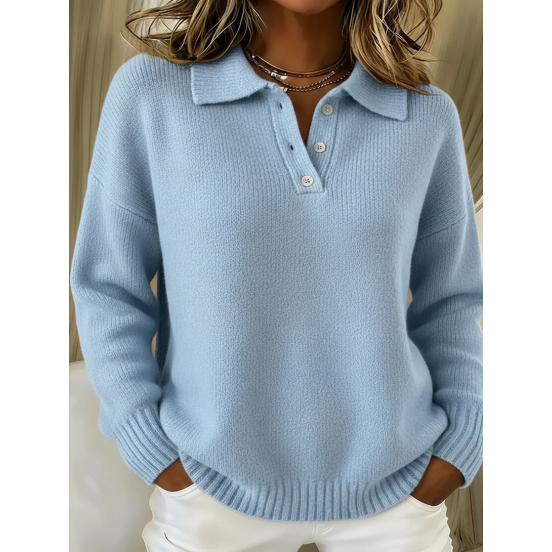 Maglione polo morbido Azzurro | Aurella Milano