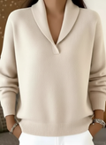 Maglia con collo sciallato e scollo a V
