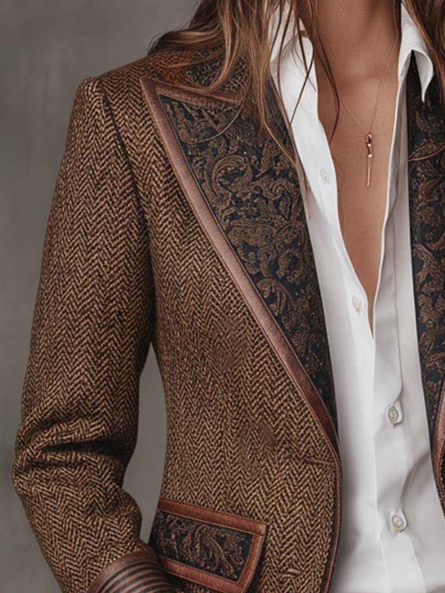 Consolata – Blazer Spinato con Pannelli Fantasia