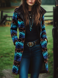 Selene | Cappotto Lungo in Lana con Motivo Etnico