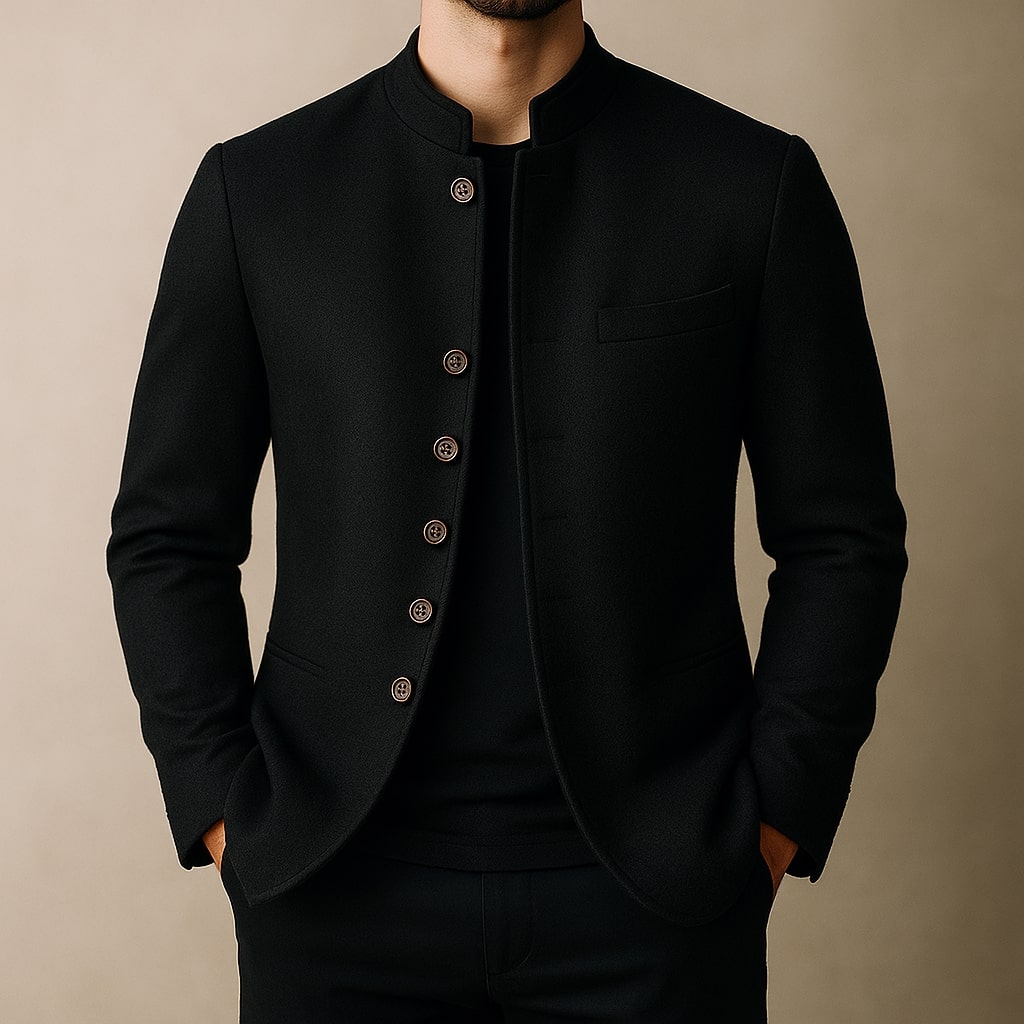 Alberto – Giacca in Lana con Collo alla Coreana