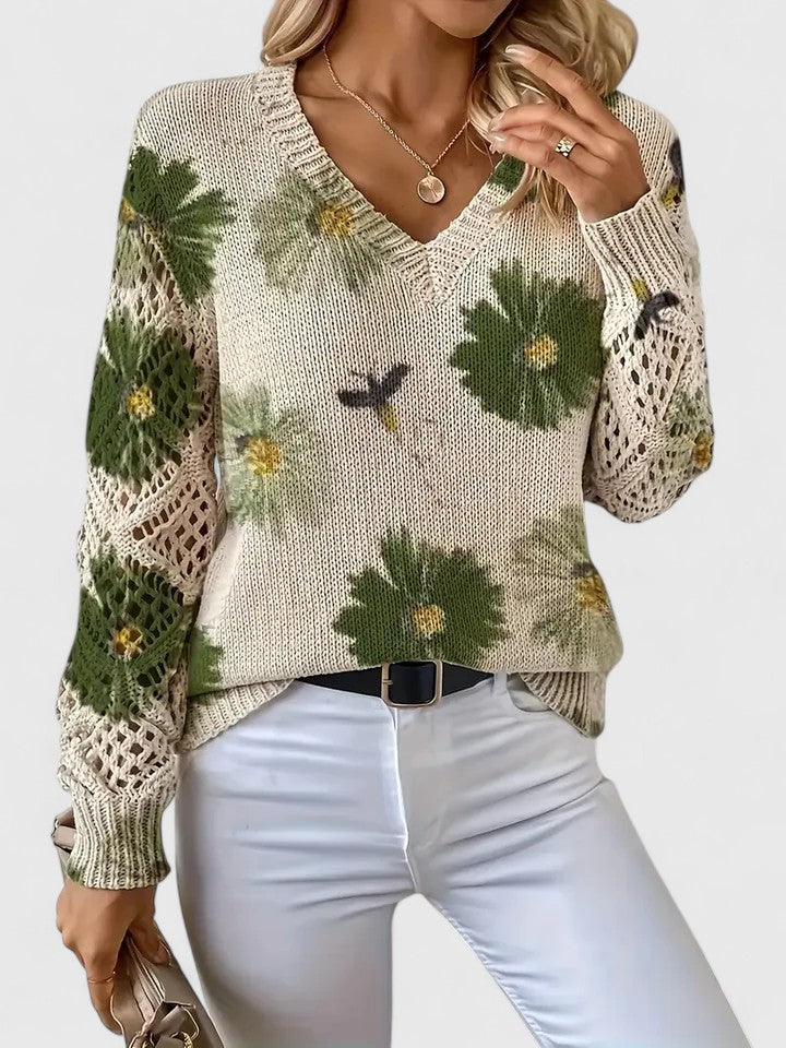 Beatrice | Maglione Floreale Traforato - Aurella Milano