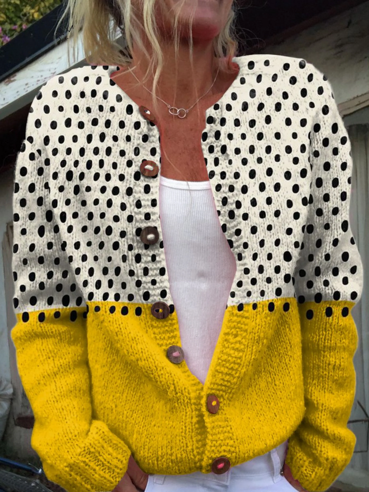 Matilde | Cardigan Color Block con Bottoni - Aurella Milano