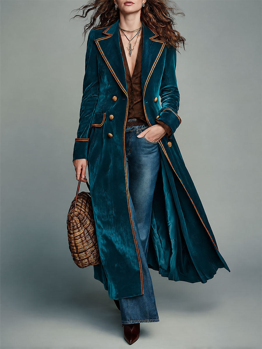 Adele | Cappotto Midi in Velluto a Coste Color Block