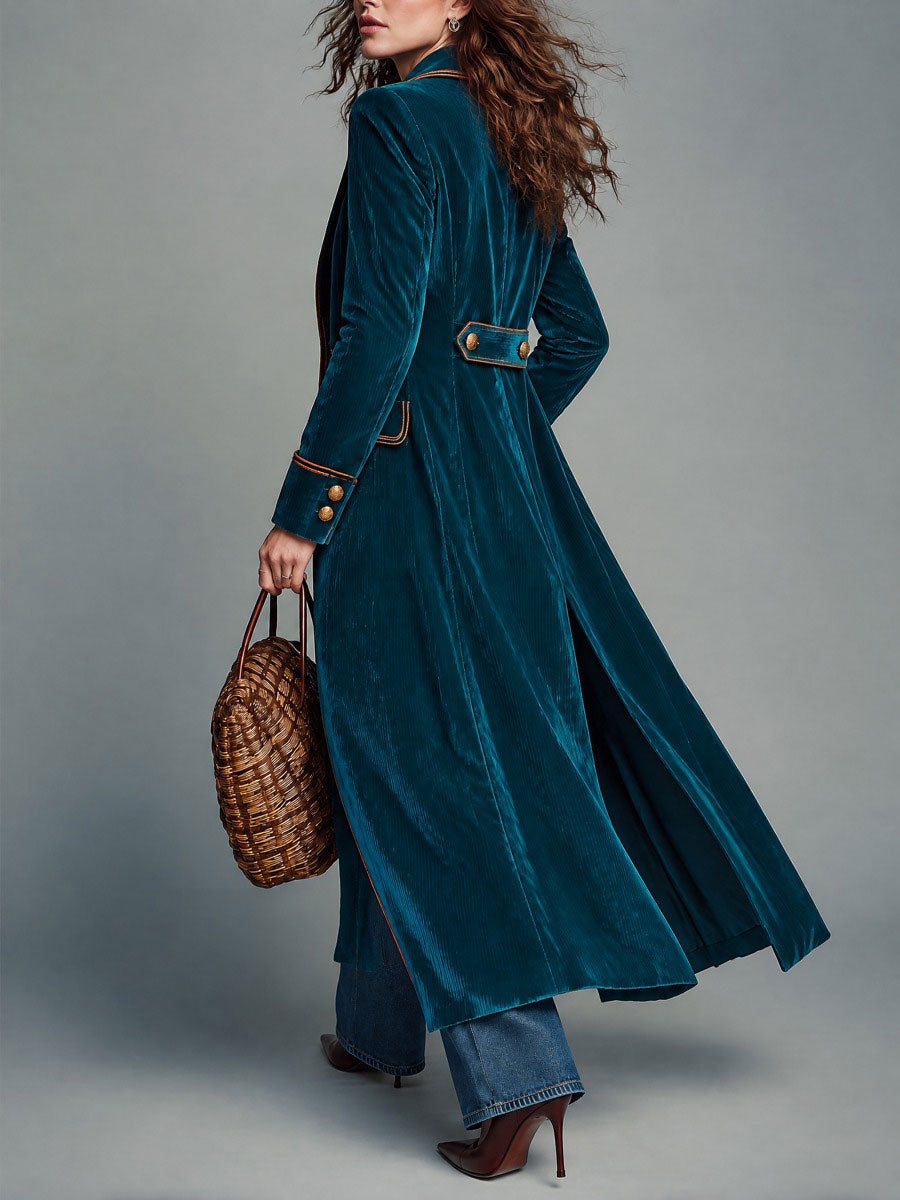 Adele | Cappotto Midi in Velluto a Coste Color Block