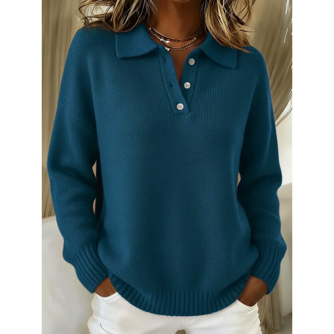 Maglione polo morbido Azzurro | Aurella Milano