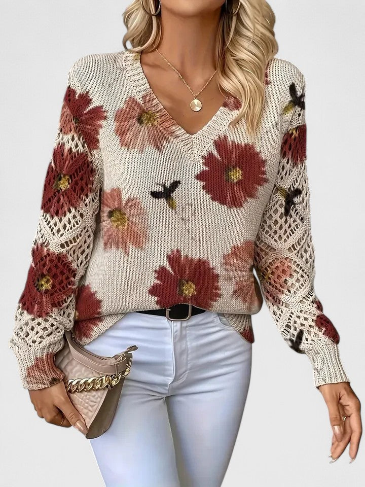 Beatrice | Maglione Floreale Traforato - Aurella Milano