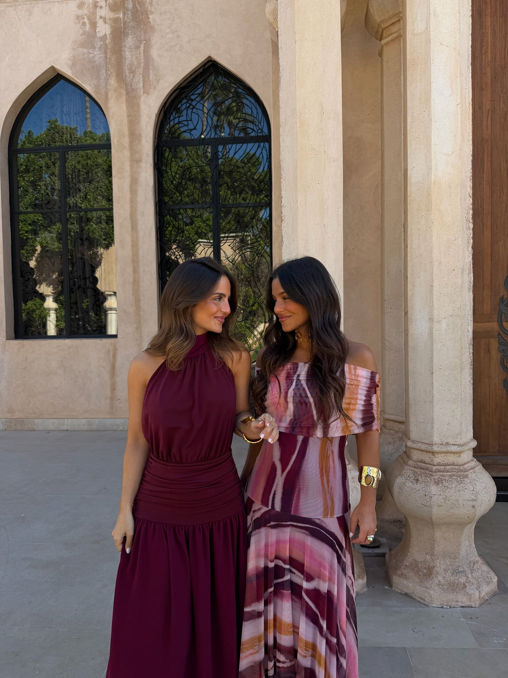 Abito lungo in tulle stampato, tonalità viola