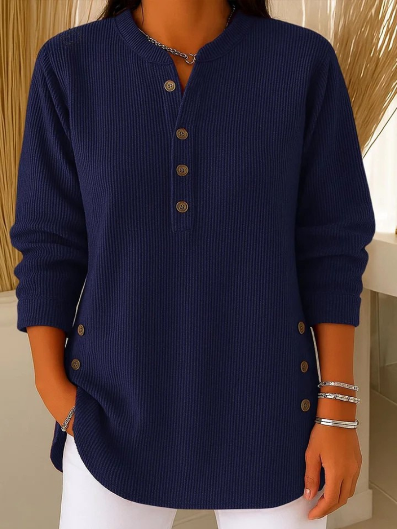 Tunica Henley con bottoni Azzurro cielo | Aurella Milano