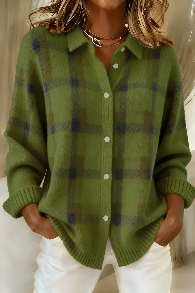 Cardigan a quadri Arancione | Aurella Milano