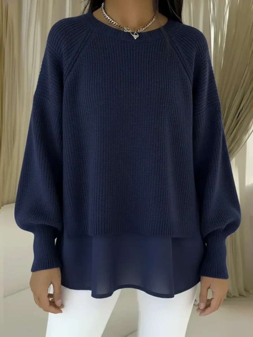 Maglione effetto due pezzi Blu | Aurella Milano