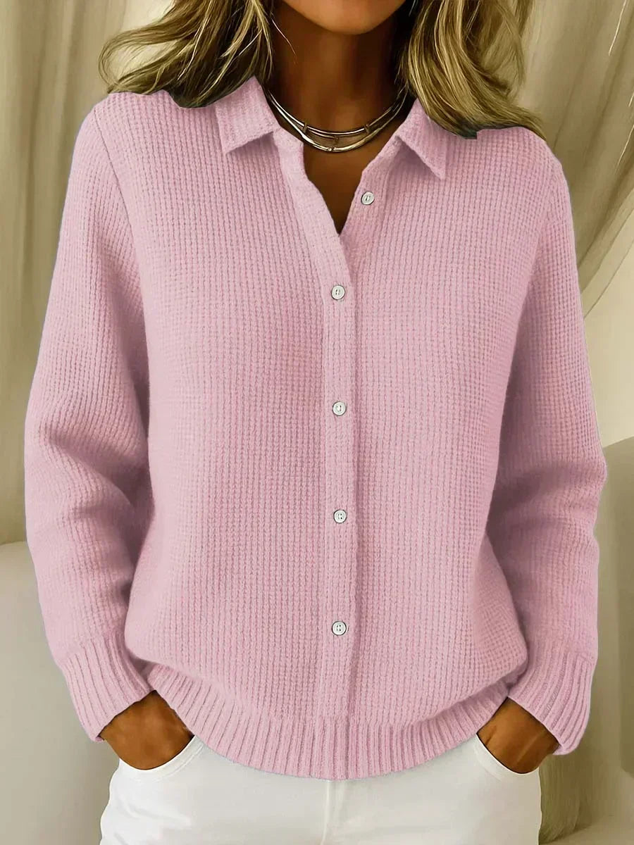 Cardigan in maglia testurizzata Rosa | Aurella Milano