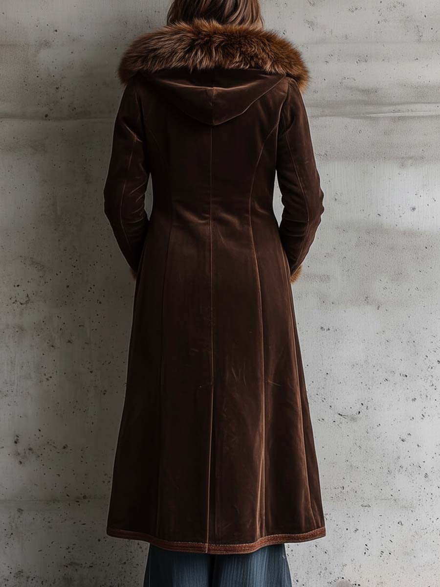 Flavia | Cappotto Maxi Marrone con Ecopelliccia