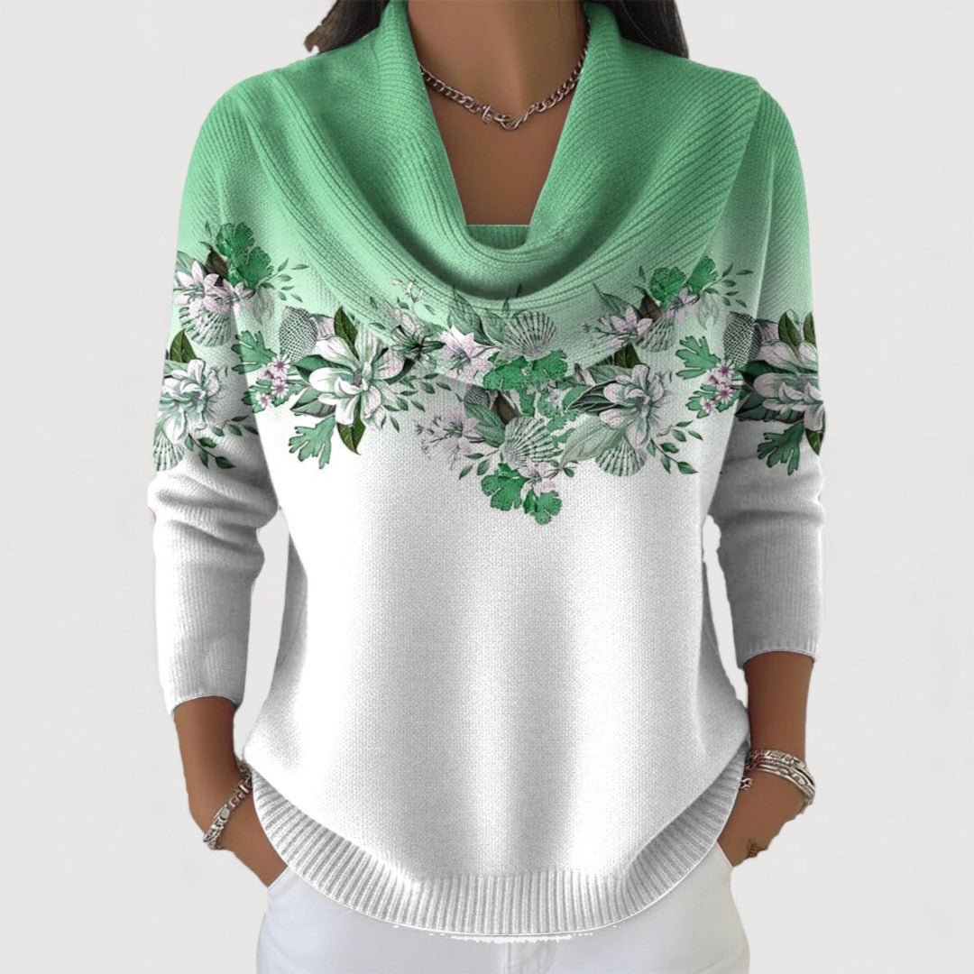 Maglia dolcevita in cotone con stampa floreale