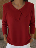 Maglione caldo con collo risvoltato Rosso | Aurella Milano