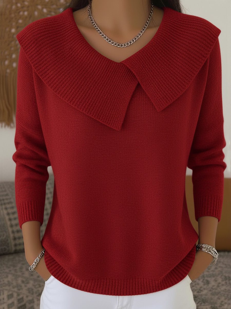 Maglione caldo con collo risvoltato Rosso | Aurella Milano