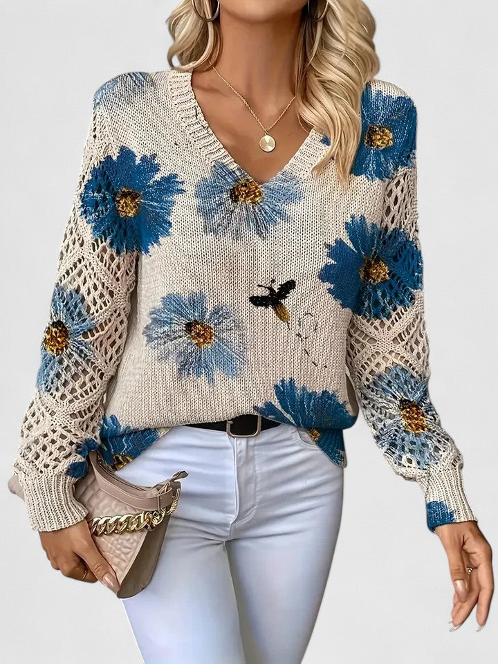 Beatrice | Maglione Floreale Traforato - Aurella Milano