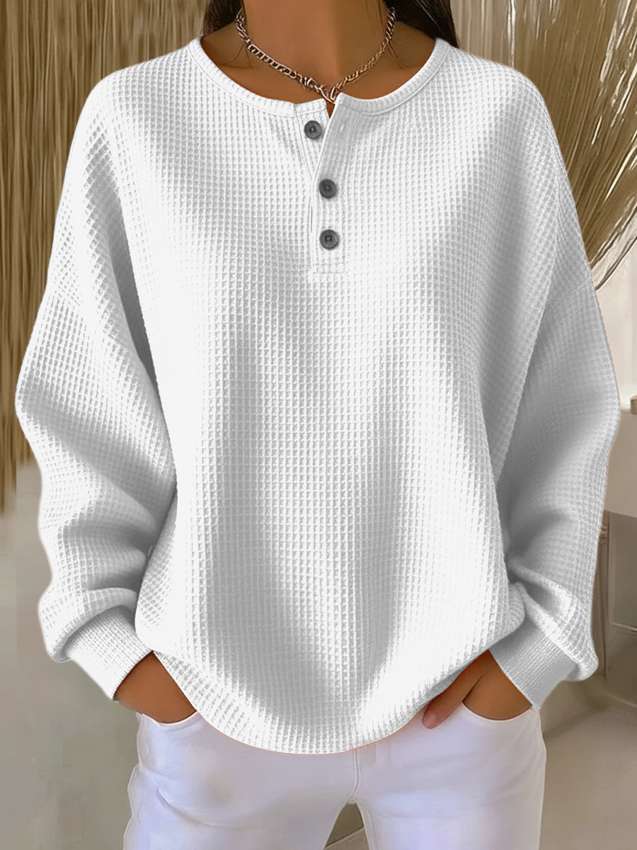Felpa Henley a nido d'ape Arancione | Aurella Milano