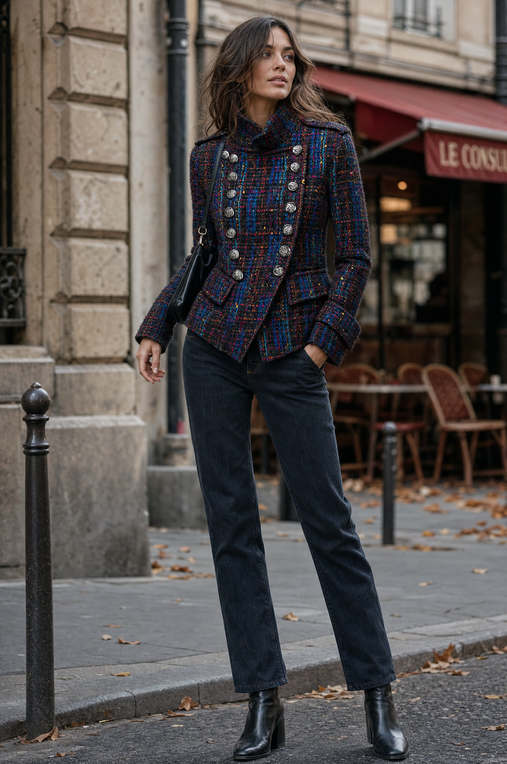 Ottavia | Cappotto in Tweed Stile Militare