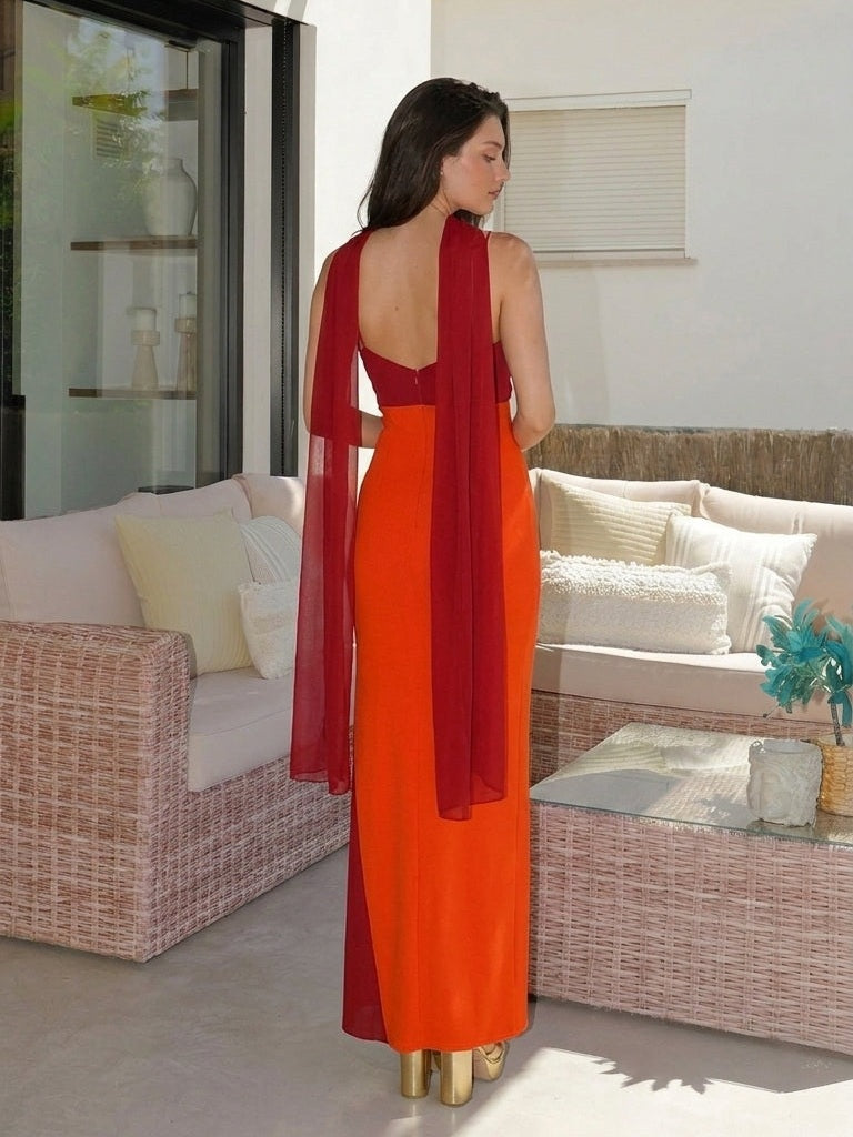 velmara-34 · abito-lungo-bicolore-drappeggi-in-vita · 70979361014097