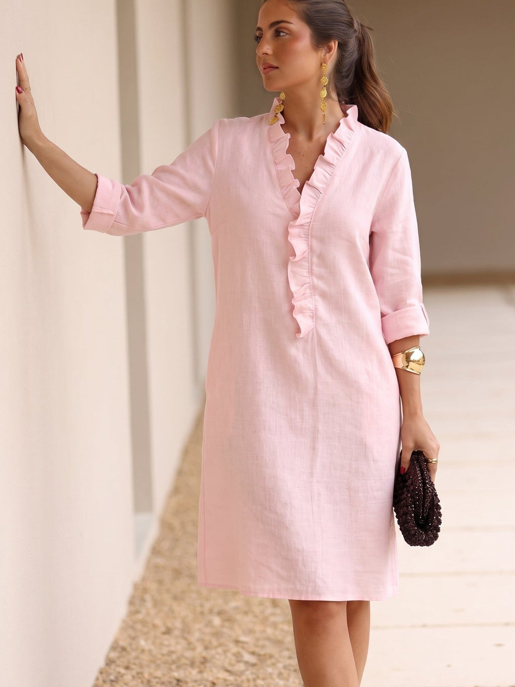velmara-34 · abito con scollo a V con volant · 71030606692689
