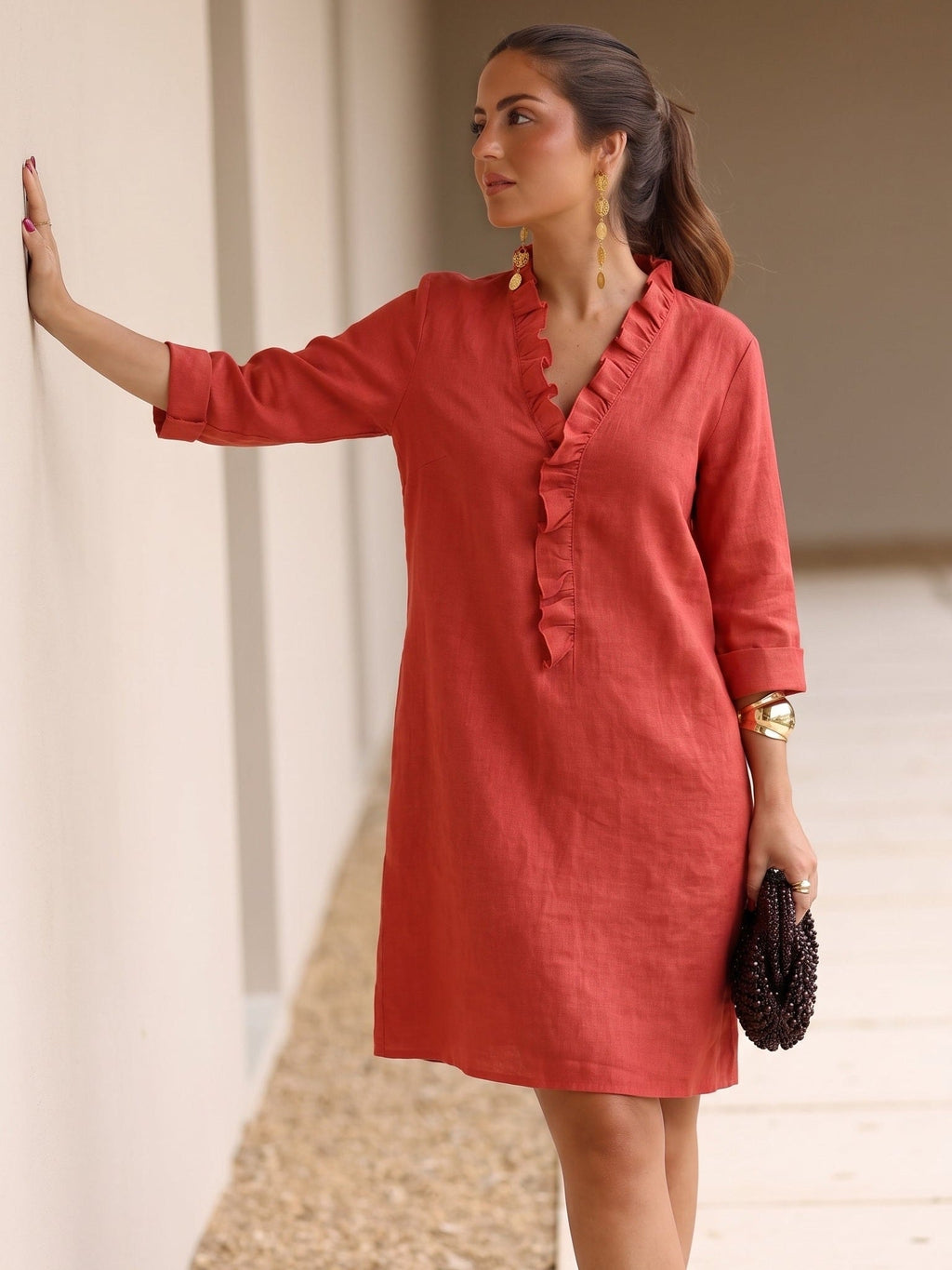 velmara-34 · abito con scollo a V con volant · 71030610559313