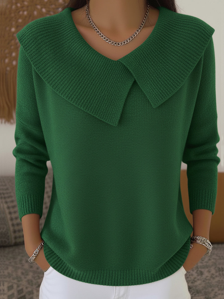 Maglione caldo con collo risvoltato Rosso | Aurella Milano